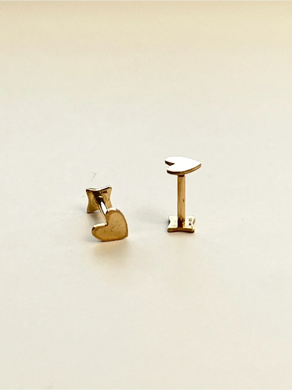 14K Gold Filled Heart Stud Earrings - Minimal Women's Jewelry